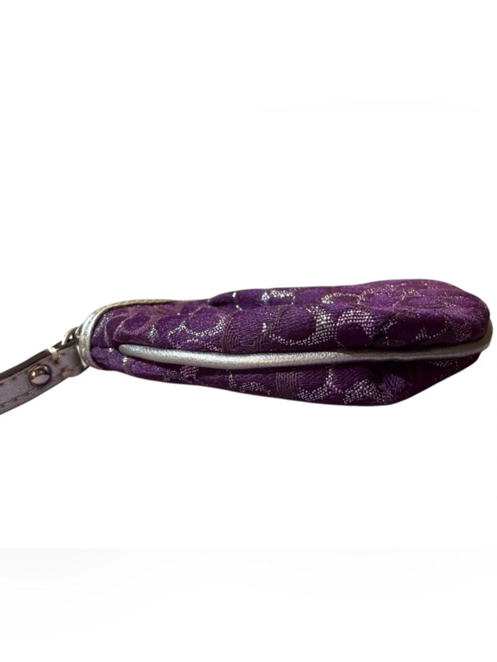 Vintage Coach Purple Lurex Optic Signature Mini Coin Purse/Keychain/Bag Charm - Picture 3 of 8